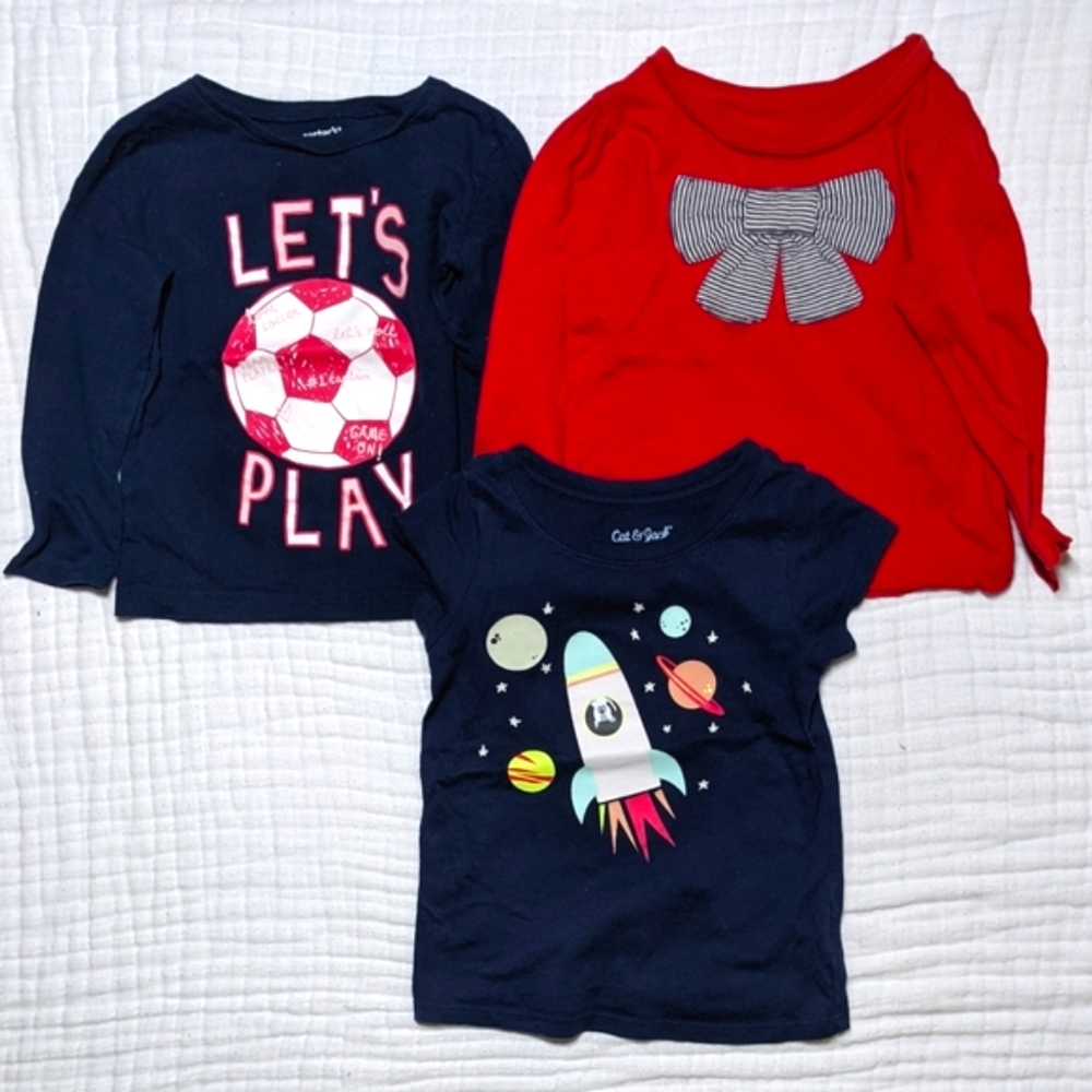 Cat & Jack Carter's Next T-Shirt Bundle Set Toddler Girl 2T Long Sleeve